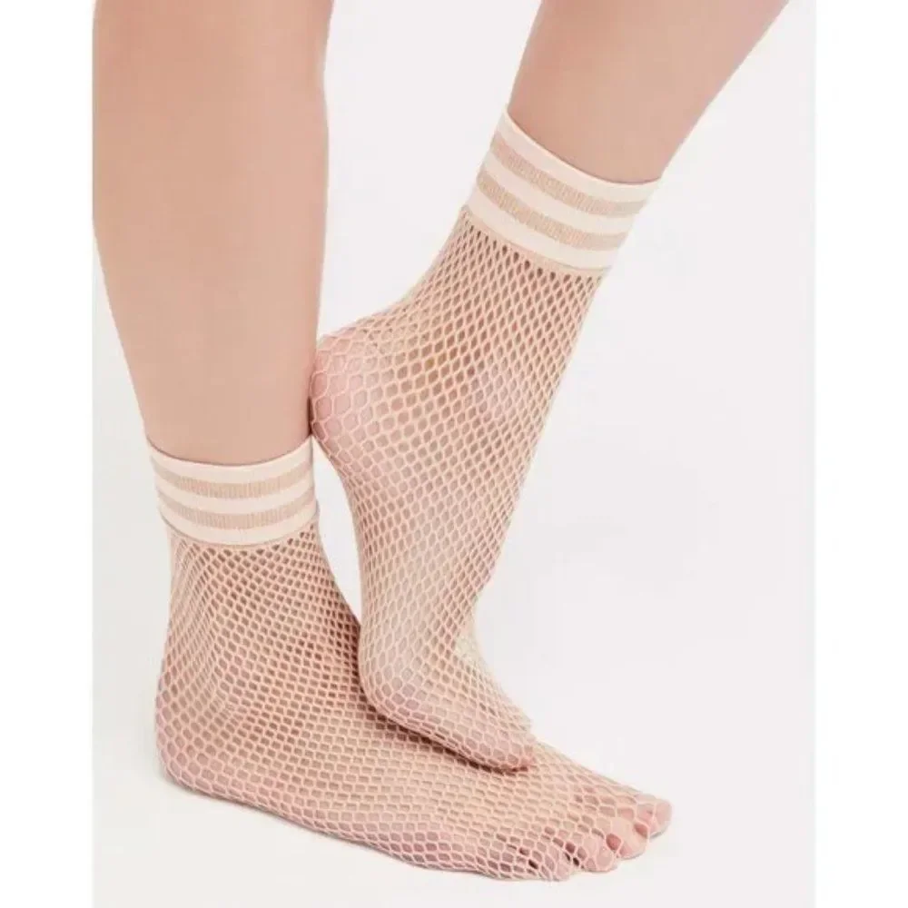 Free‎ People Riot Sport Fishnet Anklet Sock / Nude Lurex